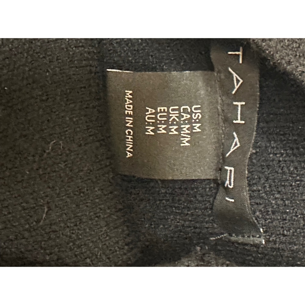 Tahari Womens Black Mock Neck Sweater Rhinestone Floral Button Cuffs Size Medium - Picture 5 of 8